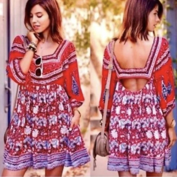 Midsummer's Dream Dress by Free People, specifically in the "Poppy Combo" Small - Picture 1 of 9